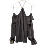 1. State Black Halter Long Sleeve  Black Halter Blouse with Tiered Balloon Size XS Photo 1