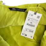 ZARA ‎ NWT Satin Cropped Cowl Neck Top Womens Size S Neon Green Photo 1