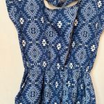 Pink Rose Women’s Blue Aztec Bohemian Print Pocket Short Sleeve Mini Dress Small Photo 2