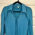 Jigsaw Japanese Crepe Shirt Dress Size US 4 Long Sleeve Maxi Dusty Blue Photo 8