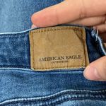 American Eagle distressed exposed zipper super hi-rise jegging crop jeans sz 4 Photo 9