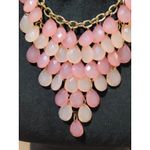 Women's Statement Pink Teardrop Beaded Bib Necklace With Lobster Clasp Chain Photo 2