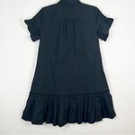 J.Crew  Amelia Cotton Poplin Shirt Dress in Black Size XXS Mini Ruffled Photo 10