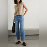 NWT Mother Superior The Curbside Ankle in Cowboys Don’t Cry Size 33 Barrel Leg Blue Photo 9