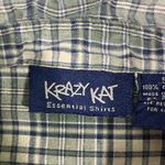 Krazy Kat  FLANNEL BUTTON UP SHIRT 100% COTTON POCKETS WOMEN SZ S GREEN PREOWNED Photo 4