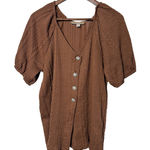 Misia Women 2X Brown Cable Knit Puff Sleeve V Photo 0