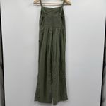 Old Navy  Womens Linen Blend Jumpsuit S Adjustable Straps Smocked Green Wide Leg Photo 4