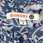 Sundry SZ 3 Large 12 Wild Floral Henley Purple Blouse Boho Top Women Long Sleeve Photo 1