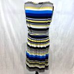 Kasper  blue yellow and gray ruched tie side dress size large Photo 2