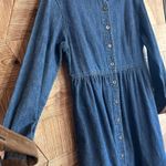 L.L. Bean Vintage Womens Denim Midi Shirt Dress Size 4P Cottagecore Brown Photo 2