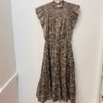 Moodie High Smocked Neck Leopard Print Dress size small midi Photo 2