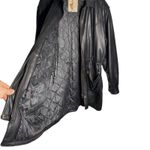 Echtes Leder Black Leather Jacket Size XL Knee Length Cinched Waist Vintage Flaw Photo 7