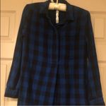 Madewell Jane Buffalo Check Plaid Shirtdress S Blue Black Button Down Photo 5
