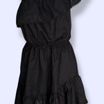 Free People  Black One-Shoulder Ruffle Dress Photo 0