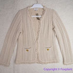 J.Crew NEW  Textured cable-knit lady jacket with fringe, color pale bone, size‎ M Photo 0