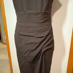 Escada side ruched wool blend cap sleeve dark brown/black dress size EU36 or S Brown Photo 1