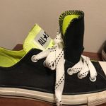 Converse Woman’s All Star sneakers with a double tongue black neon green size 8 Photo 9