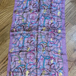 Vintage 100% Silk Scarf Pink Purple Plaid Equestrian Print Reins Chains Horses Photo 0