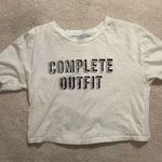 ZARA  Cropped White T-Shirt With 2D “complete outfit” saying detailed back Size S Photo 8