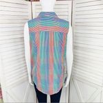 Bill Blass Check Color Block Sleeveless Button Front Shirt Multicolor Small Photo 5