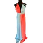 Luxxel Orange & Blue Colorblock Maxi Dress Size Large NWT Photo 1