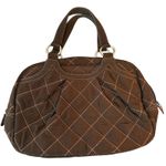 Vera Bradley Quilted Handbag Purse Brown Floral Interior Top Handle Zip Closure Photo 0