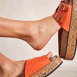 Free People Vibrant Orange Buckle Sandals Photo 1