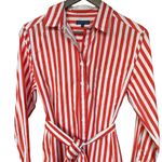 Katie Kime Red Retro‎ Stripe Sophia Belted Shirt Dress Sz L Size L Photo 3