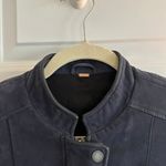 Free People Navy Blue Suede Zip-Up Jacket Photo 5