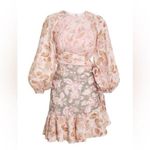 Zimmermann Lyre Wrap Billow Mini Dress Women’s Size 4 US 12 Light Pink Linen Photo 7