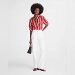 Madewell  Oversized Button-Up Shirt in Poplin in Cherry Red Size Medium NWT Photo 1