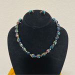 Vintage W Germany Aurora Borealis Rhinestone necklace with clip on Earrings set Photo 1