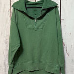 Aerie  Down to Earth 1/4 Zip Sweatshirt Rib Oversized Green Small Photo 0