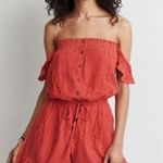 American Eagle Eyelet Off Shoulder Romper Size XXS Photo 0