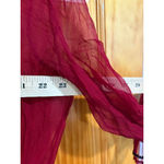 Carole Little 100% Silk Embroidered Sheer Blouse Top Red Floral Romantic Vintage Size 14 Photo 6