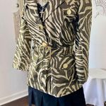 Cache VTG 90s Gold Metal Zebra Linen Cotton Button Tailored Belted Jacket XS Photo 3