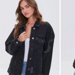 Forever 21 Distressed Black Denim Jacket NWT Size Medium Photo 1