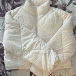 White Puffer Jacket Size L Photo 0