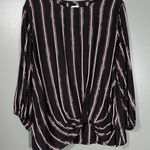 Dress Barn  NWT Women's Black Metallic Stripe Tie Front Boho Glam Top - Size XLP Photo 0