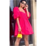 ZARA Blogger's Fave Pink Puffed Sleeve Babydoll Mini Dress size L Photo 10