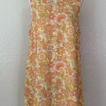 Ghanda Linen Blend Floral Summer Shift Dress, Sz Large Orange Photo 0
