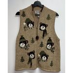 heirloom collectibles Vtg Womens Ugly Christmas Sweater Vest Bears Trees Size L Photo 0