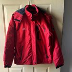 Red Ski & Snow Jacket weatherproof windbreaker hooded Raincoat size medium Photo 0