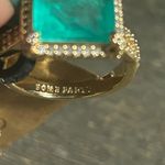 Bomb Party Emerald & CZ Goldtone Cushion Stone Earrings & Ring Set Gold Photo 2