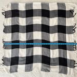 Urban Outfitters Gingham Utah Plaid Checkered Scarf Black White Fringe Photo 4