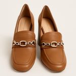 Antonio Melani Cognac Leather Block Heel Loafers Size 9M(B1) Photo 0