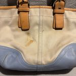 Coach  canvas shoulder tote handbag L3J-4428 beige blue green Photo 2