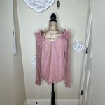 Entro NTM: Metallic Ruffle Sheer Blush Pink & Gold Blouse Size Large Photo 10