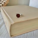 Round Chocolate Stone & Silver Ring “Bronya” Citrine Smokey Quartz Glass Boho Jewelry Brown Photo 2