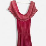 None Vintage Hot pink crotchet off the shoulder whimsical Flowy midi dress M Photo 1